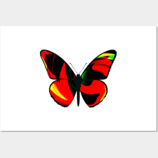 Red Green And Yellow Butterfly by Cooltomica Posters and Art